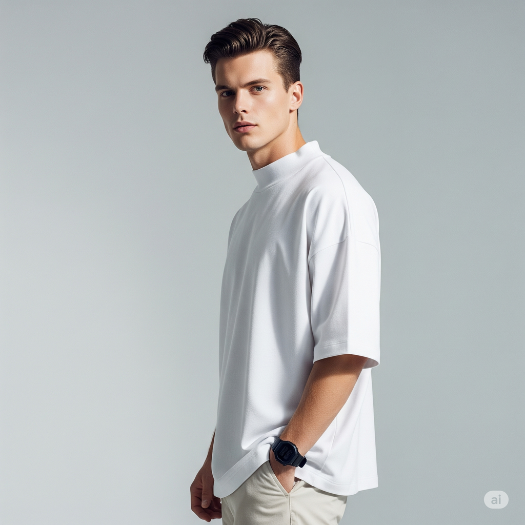 Drop Shoulder French terry T-shirt - White