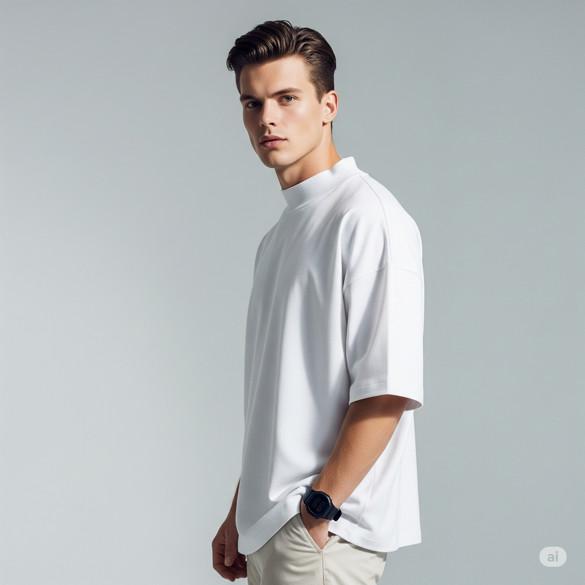 Drop Shoulder French terry T-shirt - White