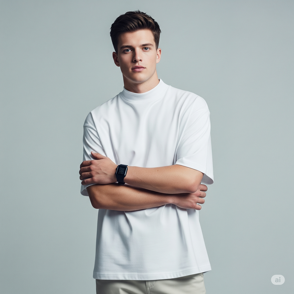 Drop Shoulder French terry T-shirt - White