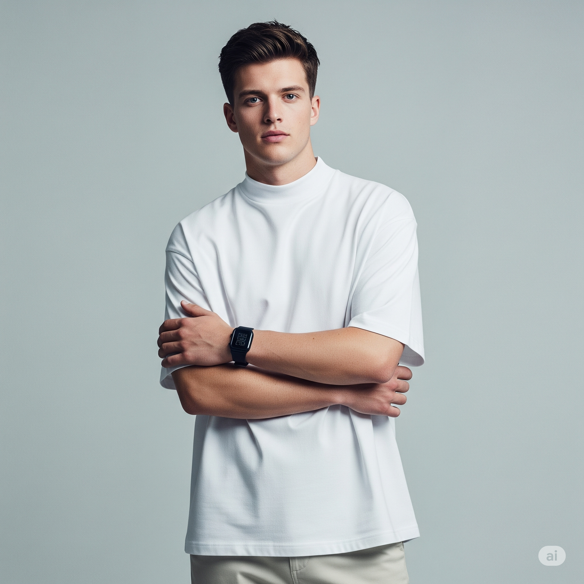 Drop Shoulder French terry T-shirt - White