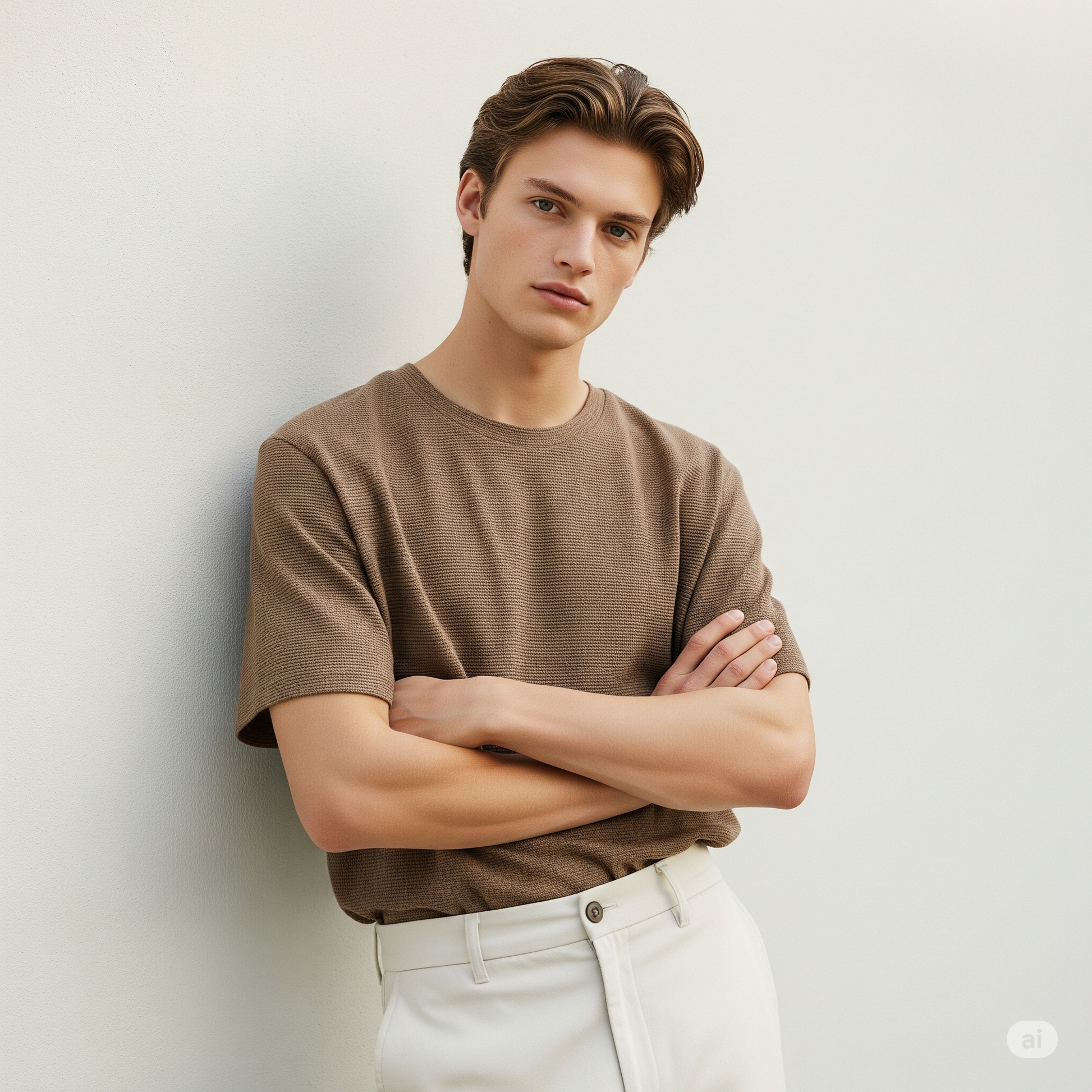 Waffled Men's T-Shirt - Brown