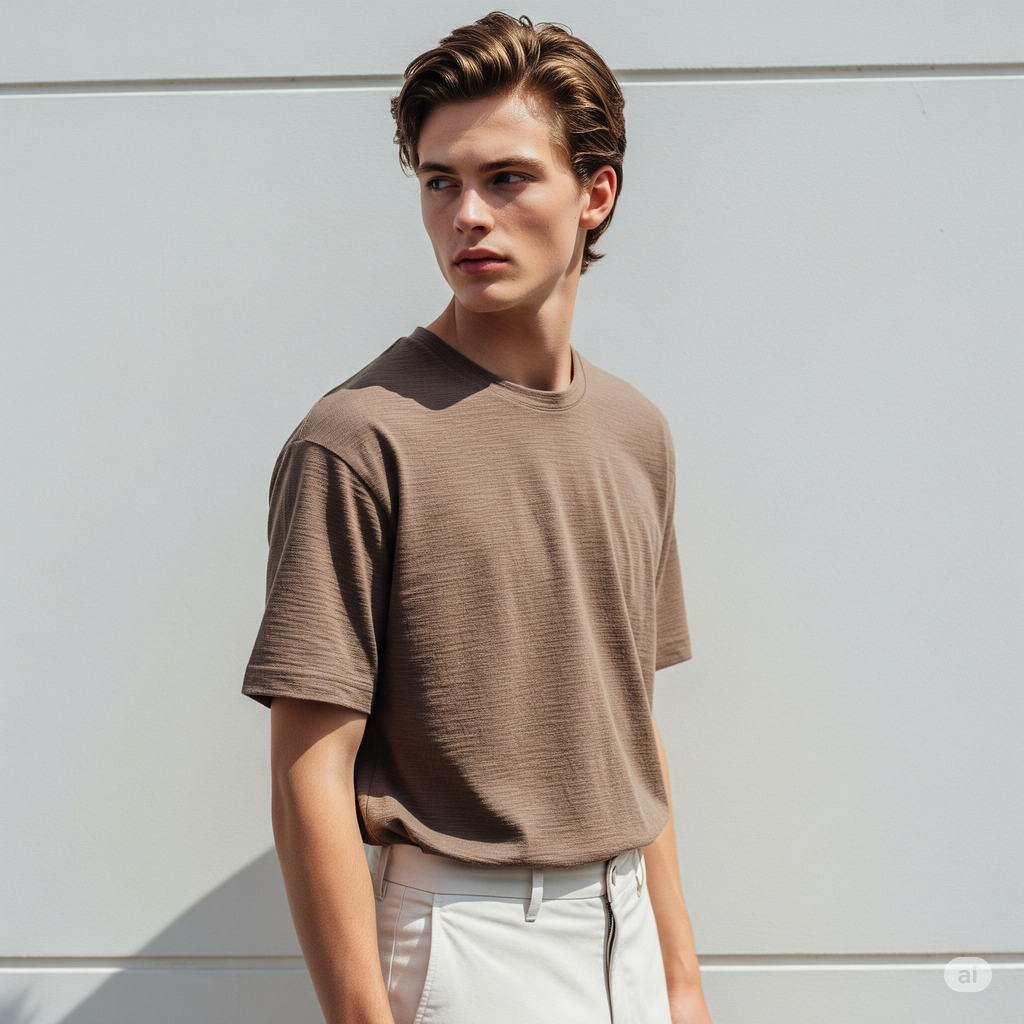 Waffled Men's T-Shirt - Brown