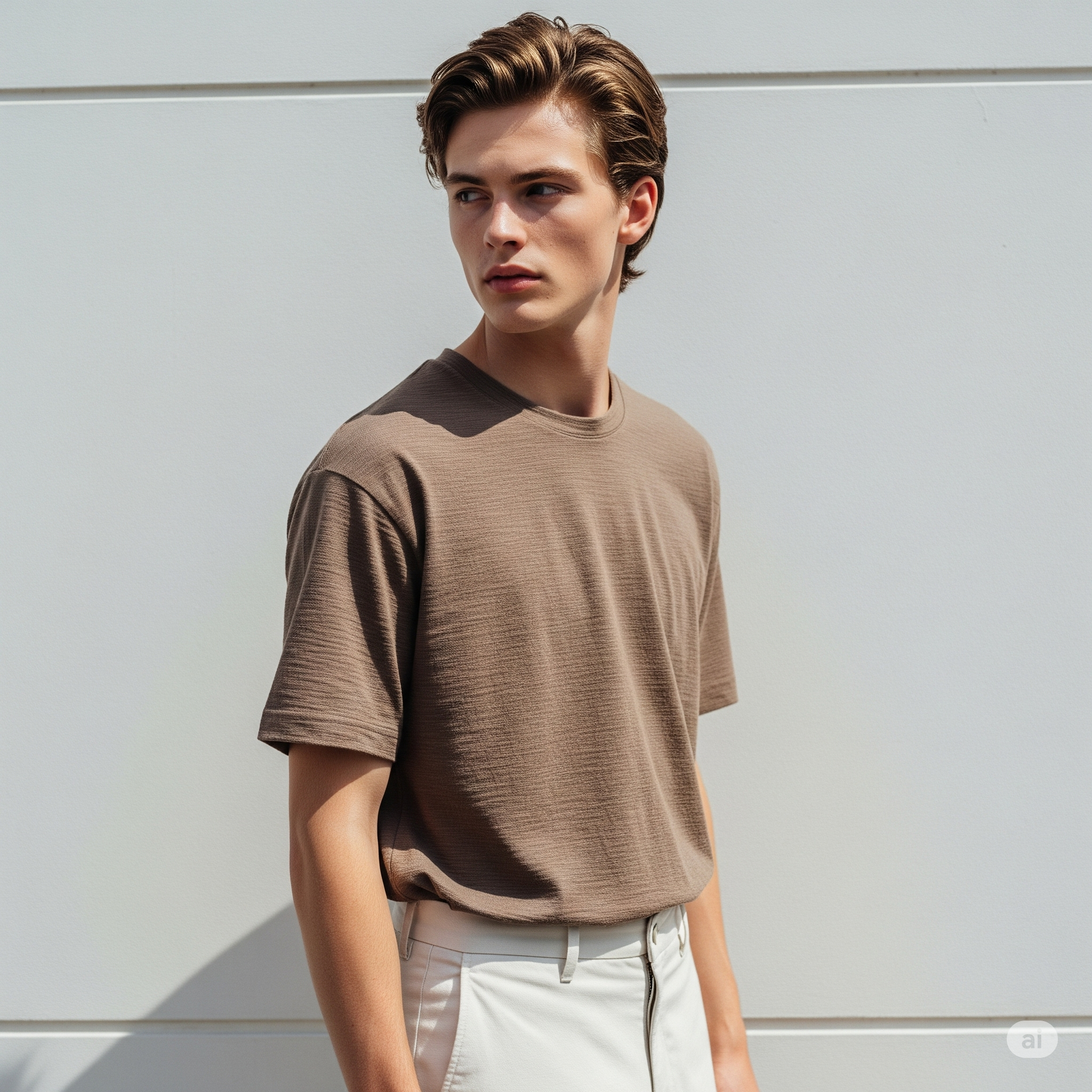 Waffled Men's T-Shirt - Brown