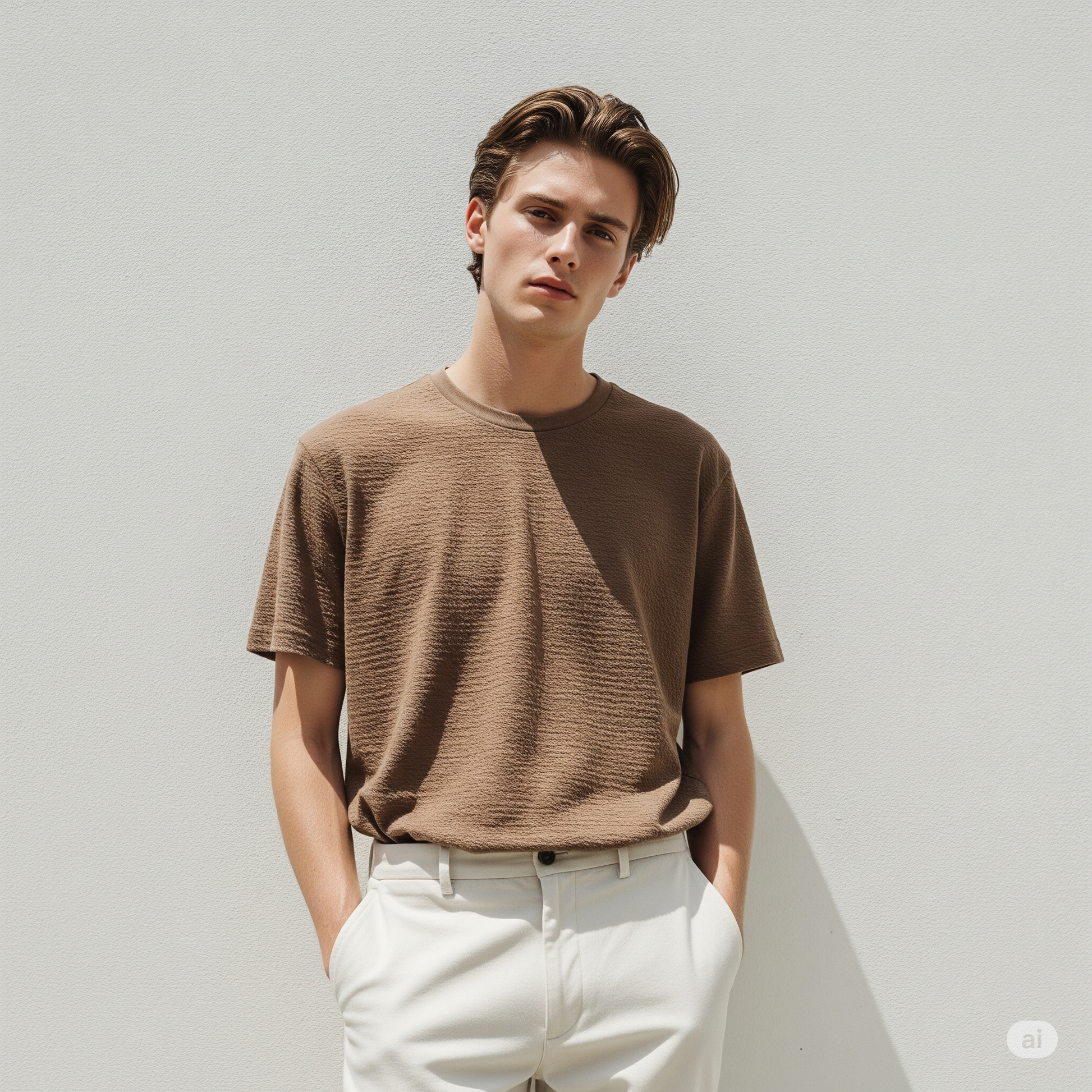 Waffled Men's T-Shirt - Brown