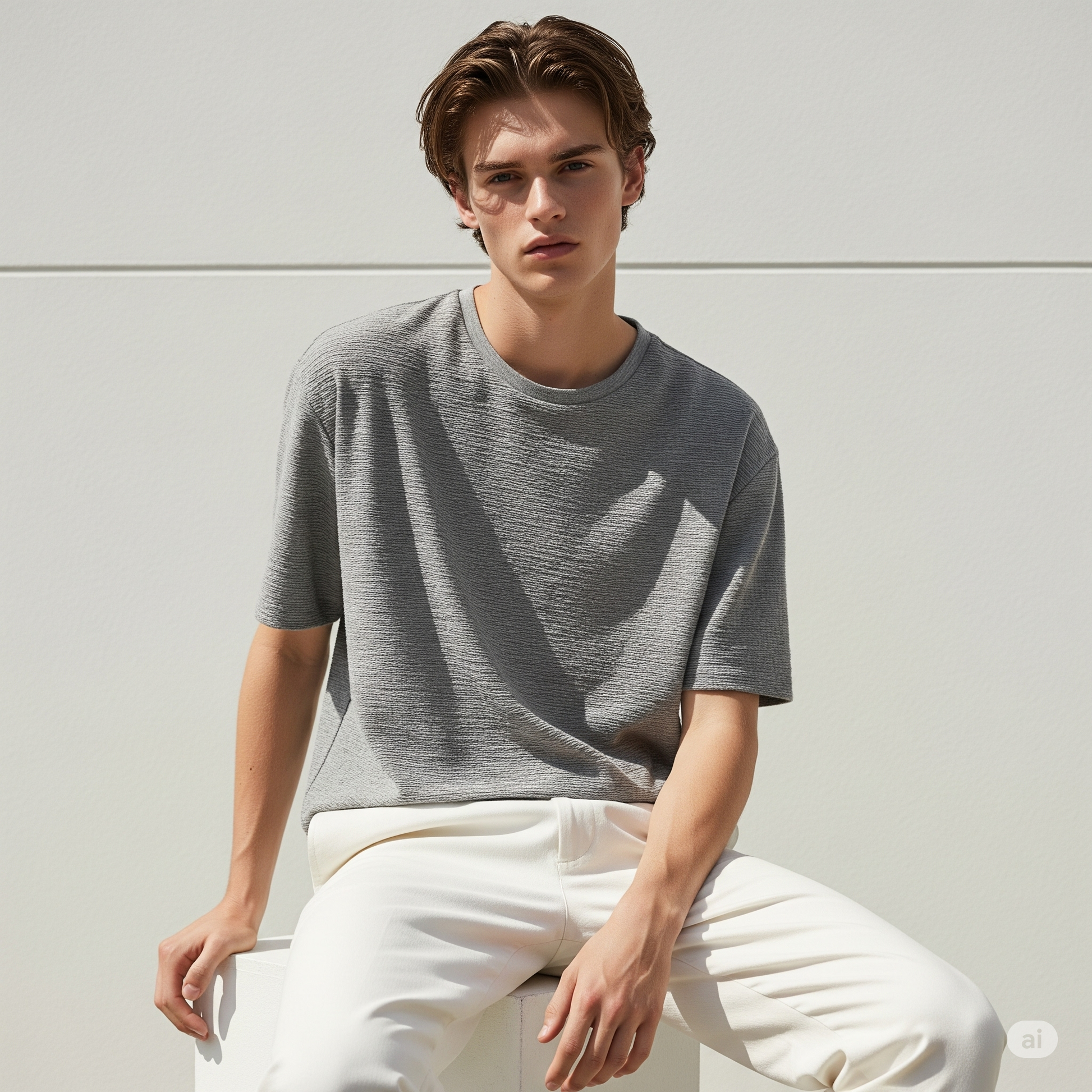 Waffled Men's T-Shirt - Gray
