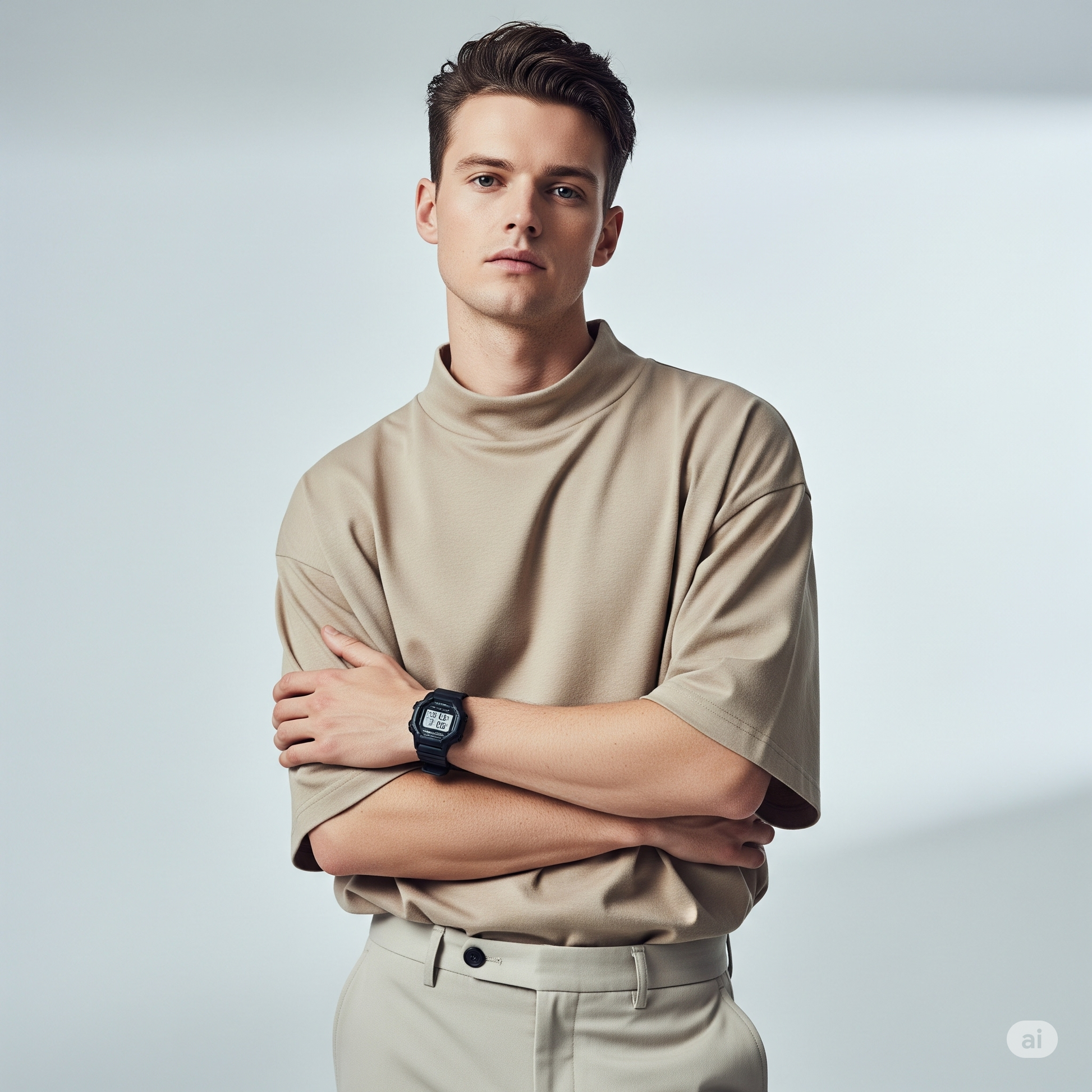 Drop Shoulder French terry T-shirt - Sandstone