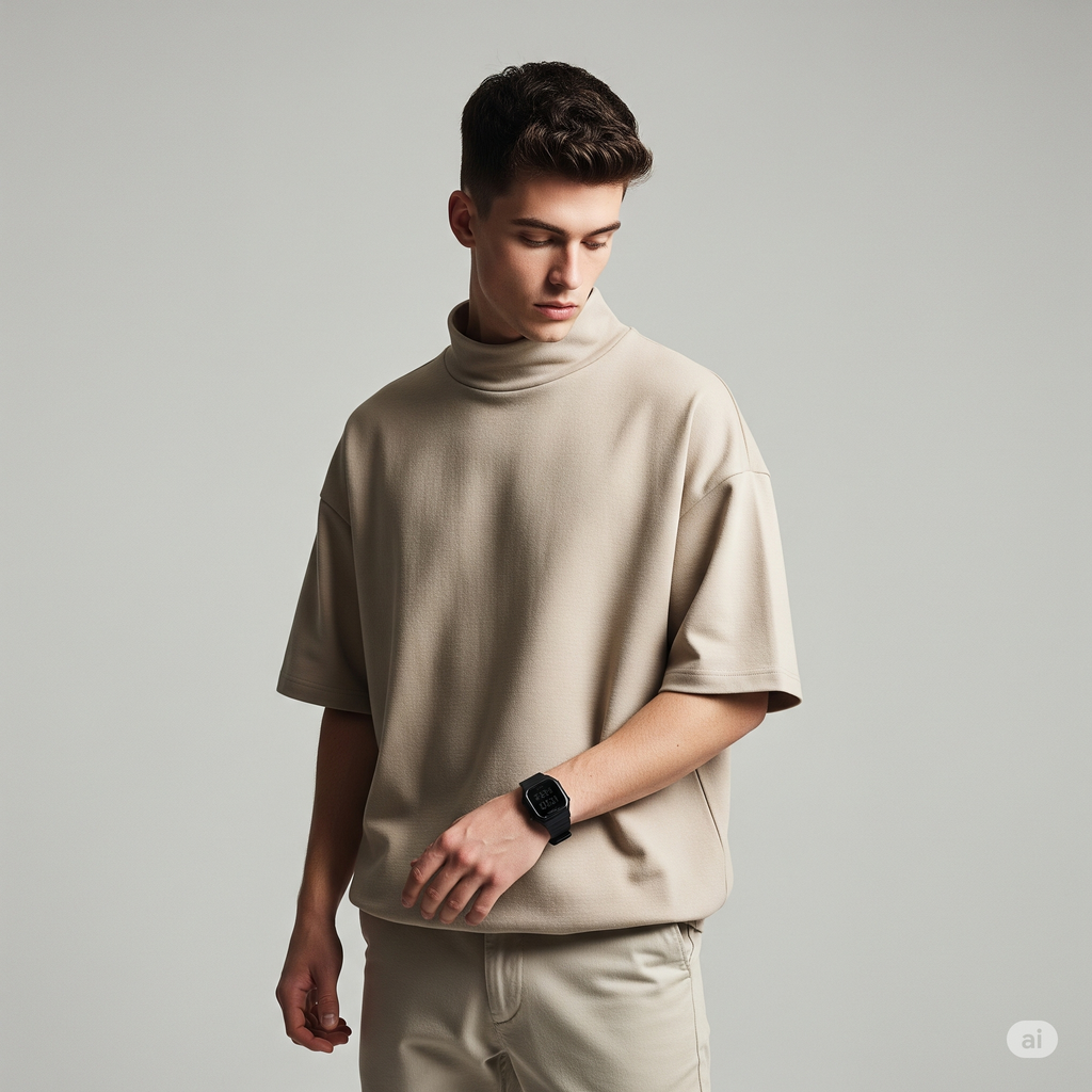 Drop Shoulder French terry T-shirt - Sandstone