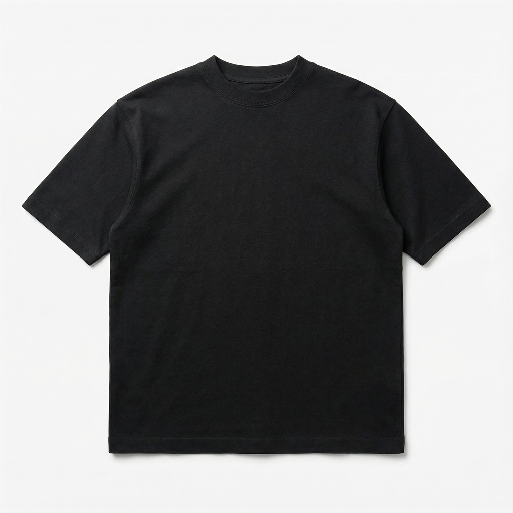 Men’s Urban Classic Drop Shoulder T-Shirt – 240 GSM Heavyweight Cotton, Deep Matte Black