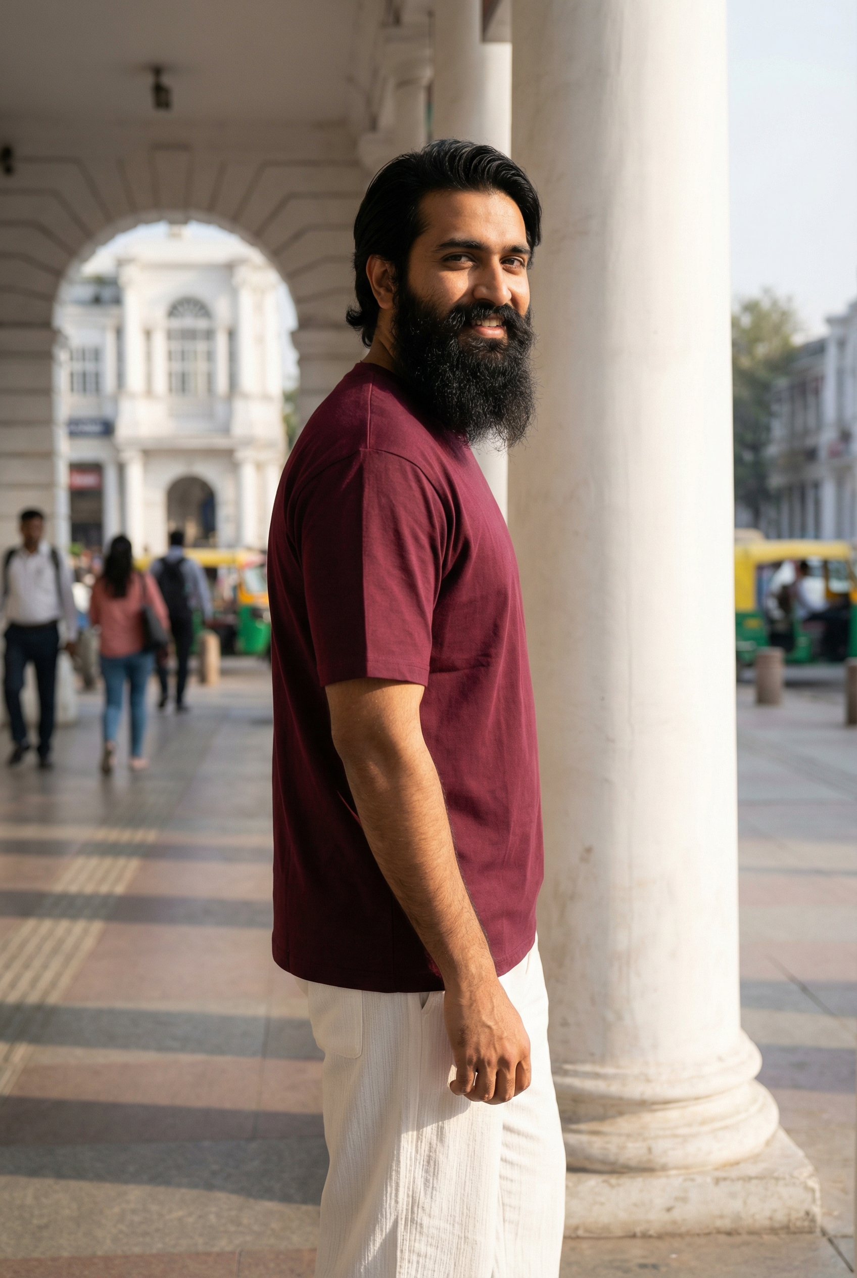 Men T-Shirt Oversized Heavy Cotton Maroon Aura