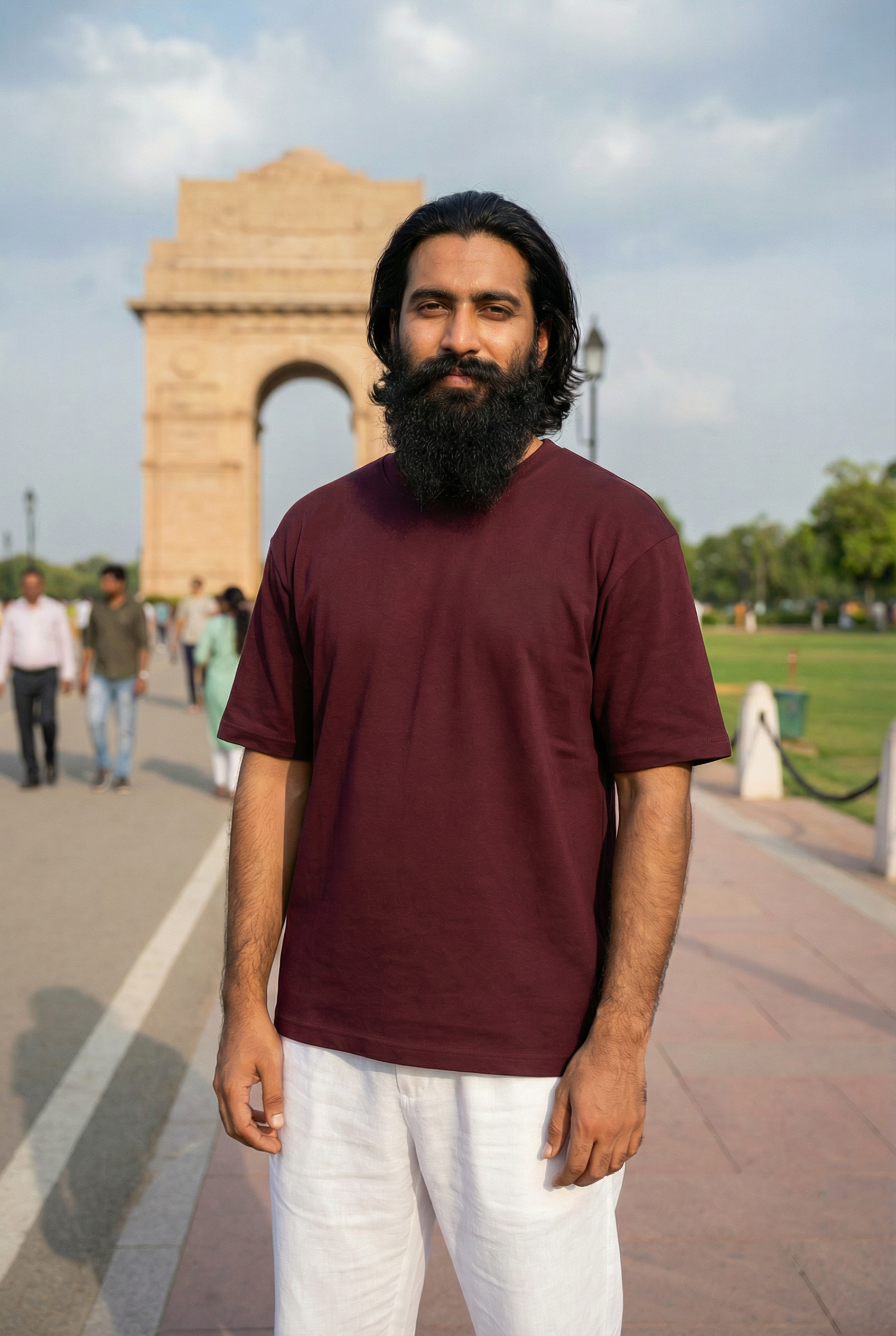 Men T-Shirt Oversized Heavy Cotton Maroon Aura