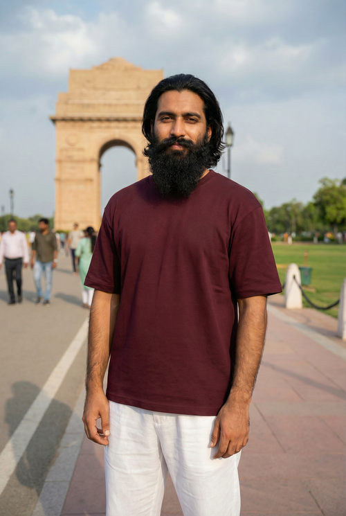 Men’s T-Shirt – GNB Royal Maroon Oversized Heavy Tee