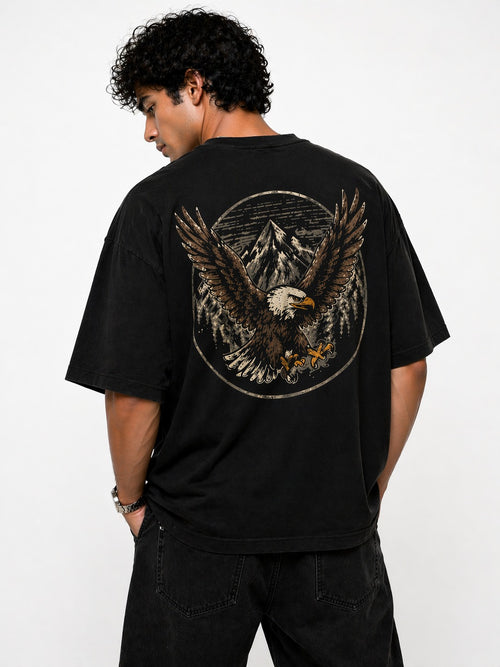 GNB Freedom Eagle Relaxed Fit / Loose Fit (Oversized) Tee – Black