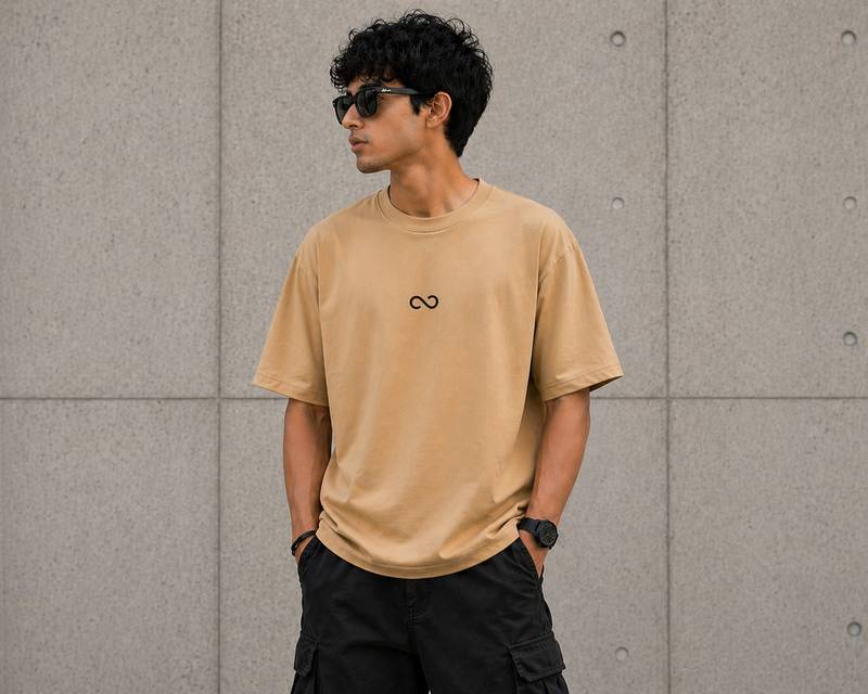 GNB “Infinity Flow” Oversized Tee – Sand Beige