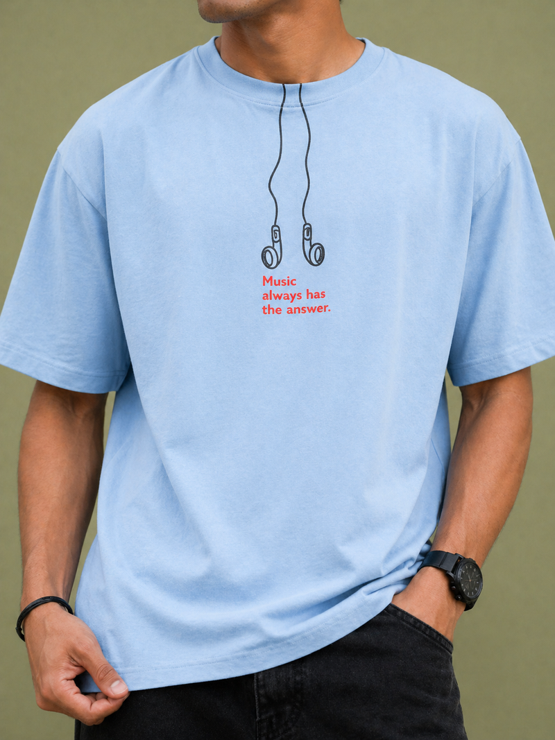 GNB “Sky Shinobi” Relaxed Fit Oversized Tee – Light Blue