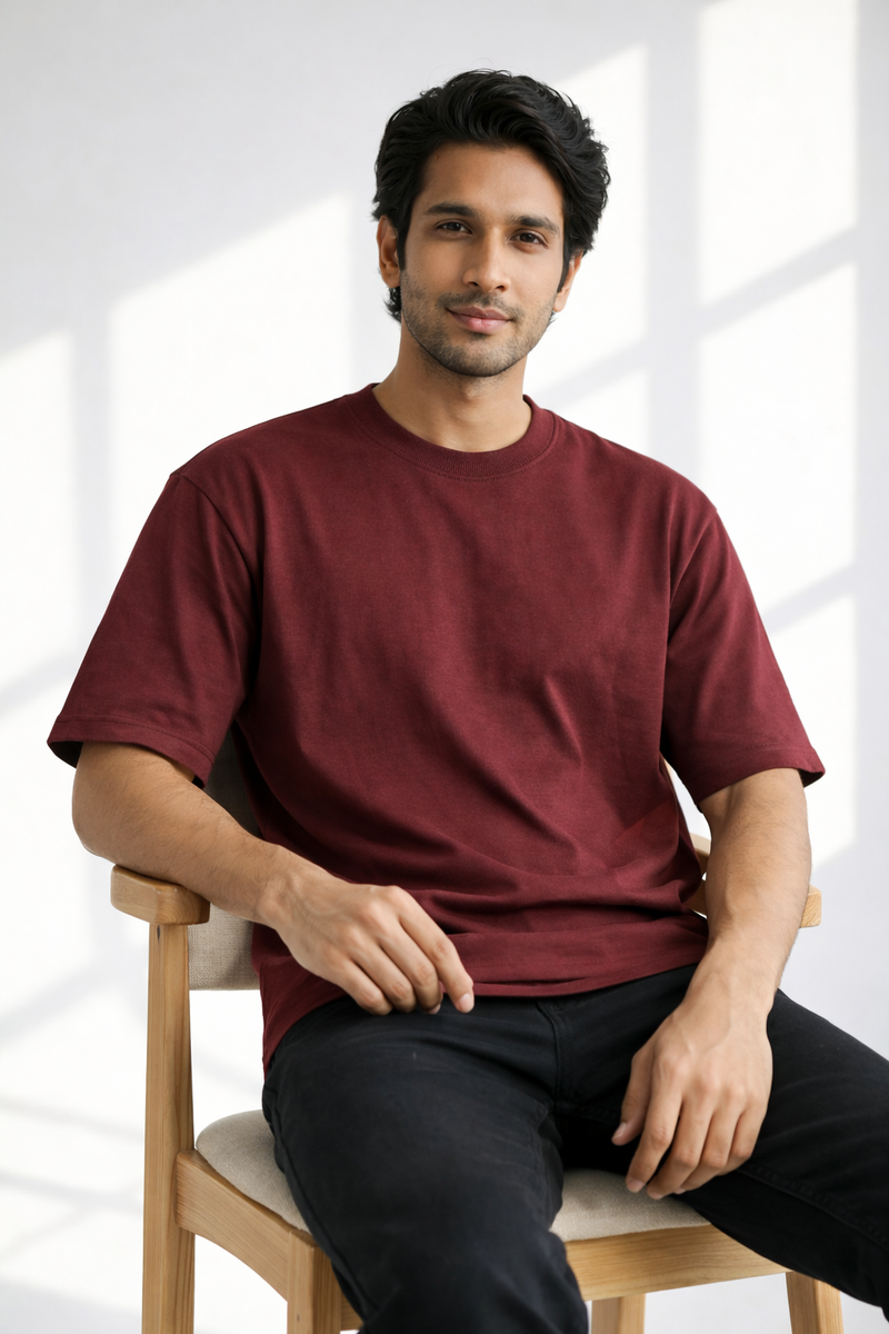 Men's T-Shirt – GNB Royal Maroon Oversized Heavy Tee