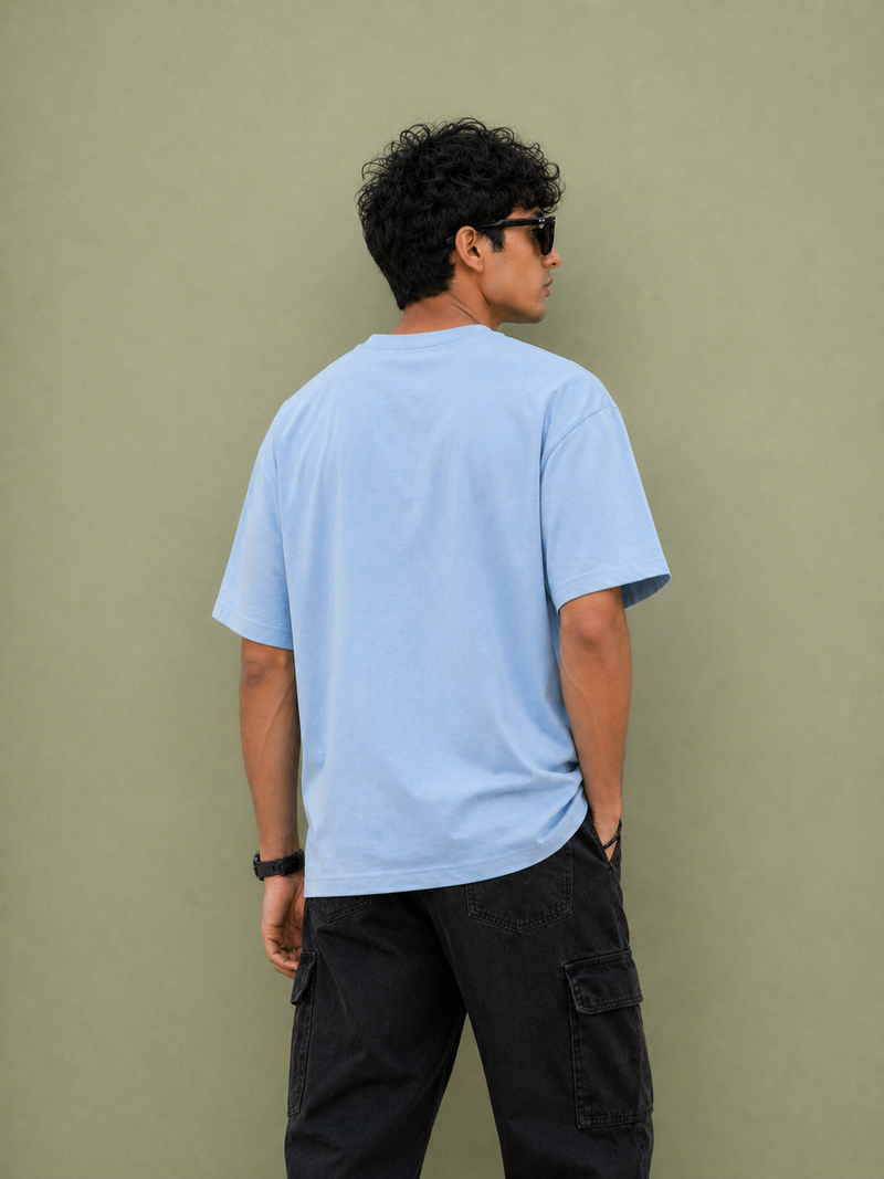 GNB “Sky Shinobi” Relaxed Fit Oversized Tee – Light Blue
