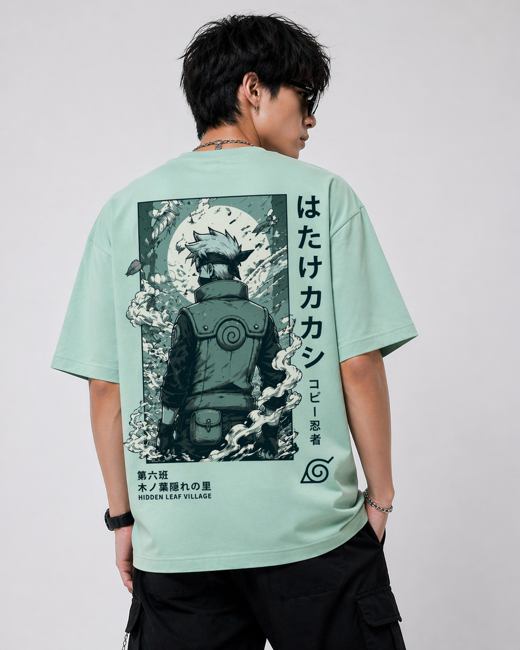 GNB "Lone Shinobi" Relaxed Fit / Loose Fit (Oversized) Tee – Sage Green