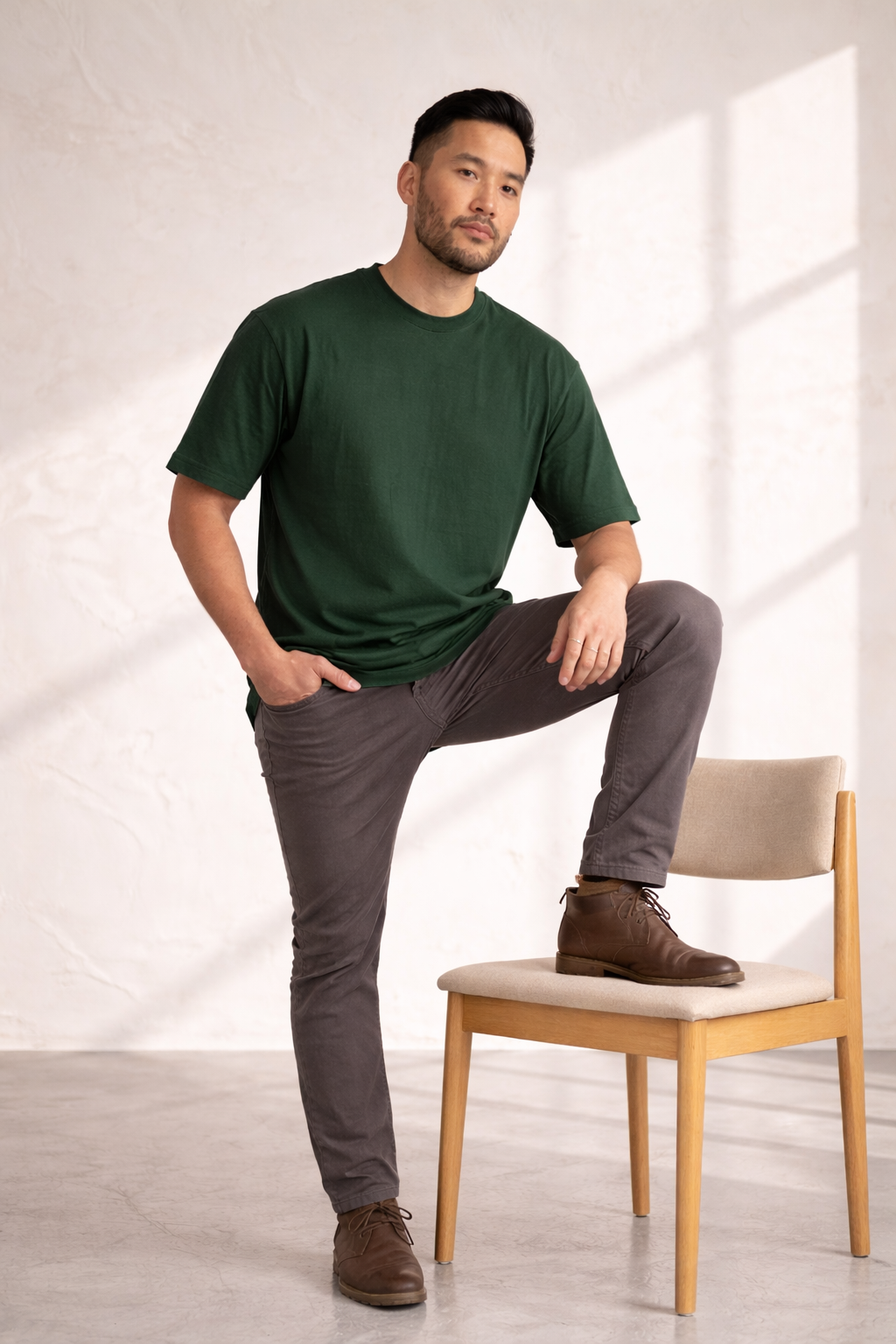Men's T-Shirt – Verdant Flow Relaxed Fit / Loose Fit (Oversized) (Green)