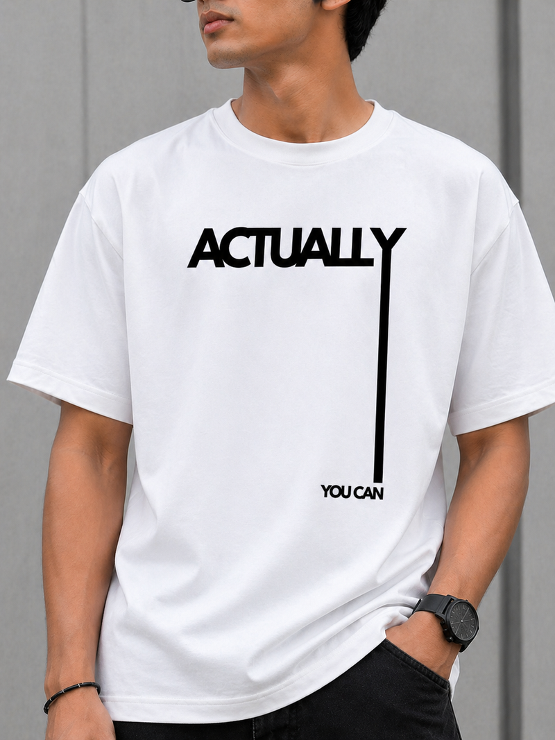 GNB “Actually You Can” Oversized Tee – White