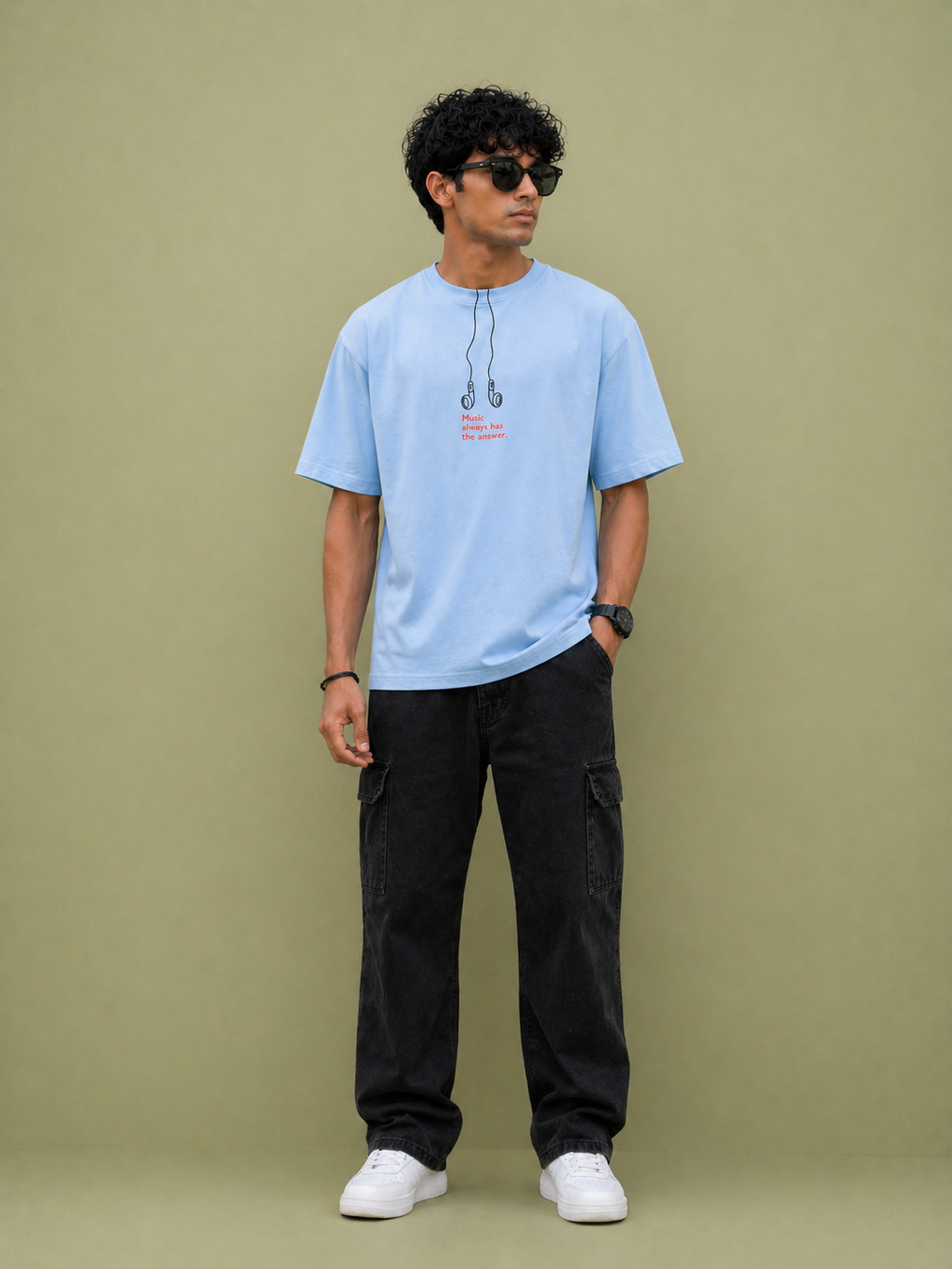 GNB “Sky Shinobi” Relaxed Fit Oversized Tee – Light Blue