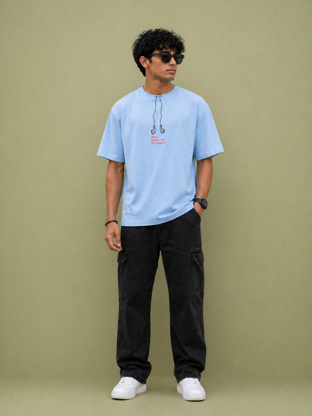 GNB “Sky Shinobi” Relaxed Fit Oversized Tee – Light Blue