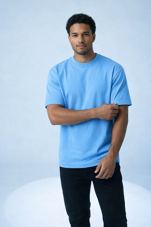 Men’s Urban Elite Vibe Oversized Heavy Cotton T-Shirt – Sky Blue