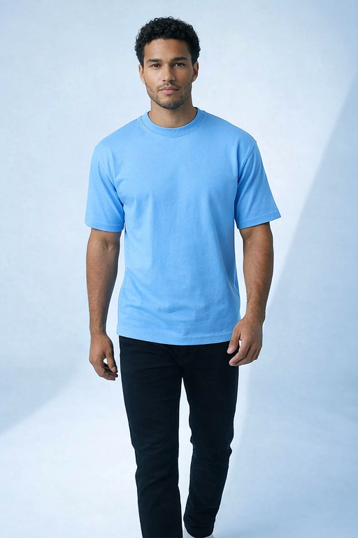Men’s Urban Elite Vibe Oversized Heavy Cotton T-Shirt – Sky Blue