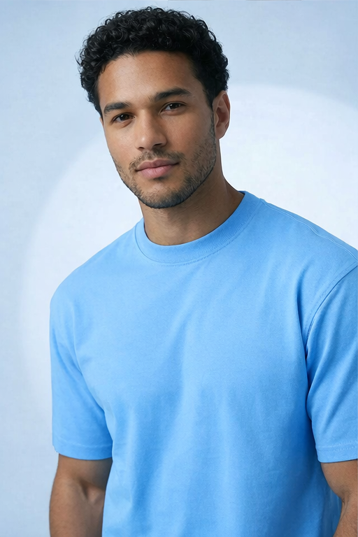 Men’s Urban Elite Vibe Oversized Heavy Cotton T-Shirt – Sky Blue
