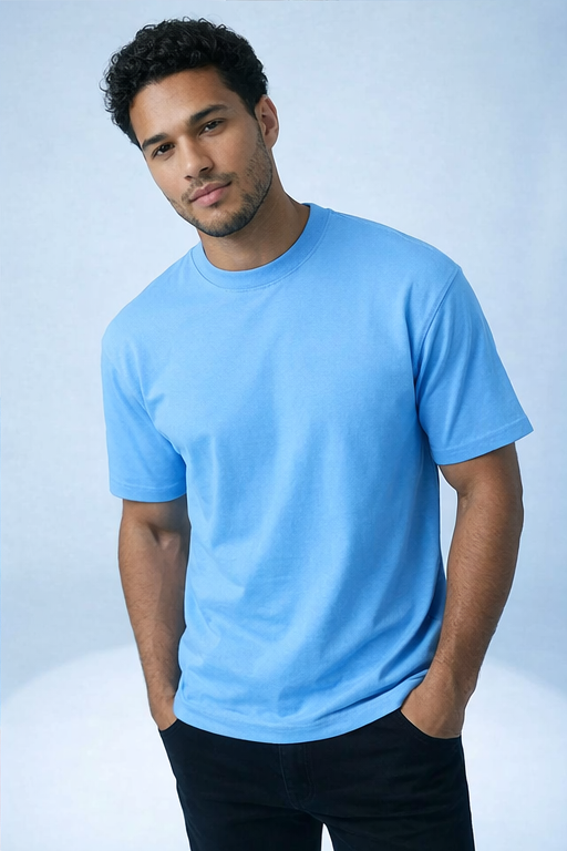 Men’s Urban Elite Vibe Oversized Heavy Cotton T-Shirt – Sky Blue